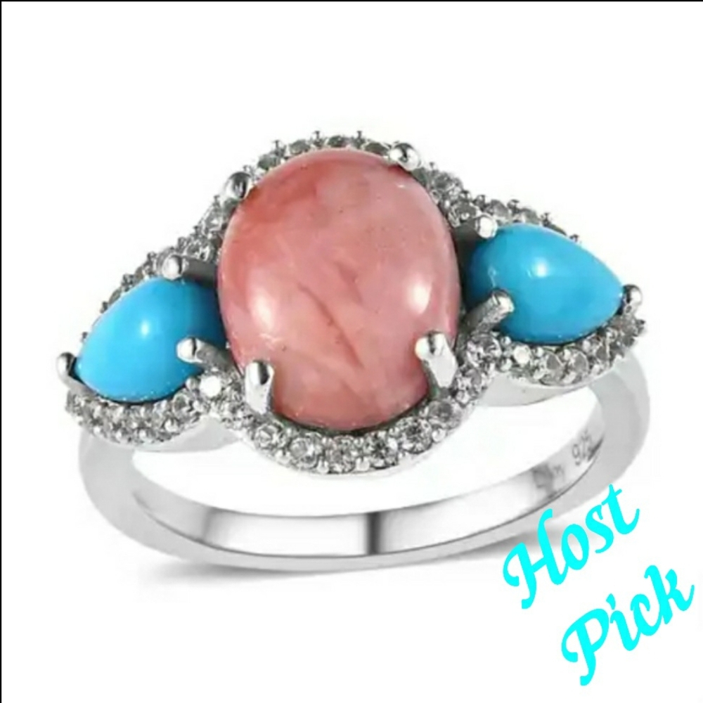 Host Pick 🌟 Rare Oregon Sunrise Peach Opal  Turquoise Ring